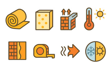 Insulation Kids Illustrations. Flat vector mini-illustrations High-performance insulation in colors children's illustrations: