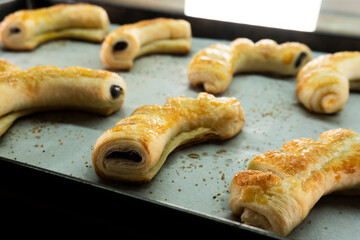 Chocolate Bear Claws puff pastry. Dessert. Pastry