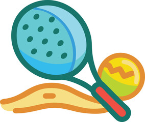 Tennis racket and ball icon, representing the sport of tennis in a simple and recognizable design.