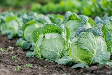 Naklejka premium Fresh cabbages in a field (1)