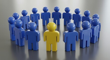Conceptual image symbolizes unique leadership and standing out from the crowd in business