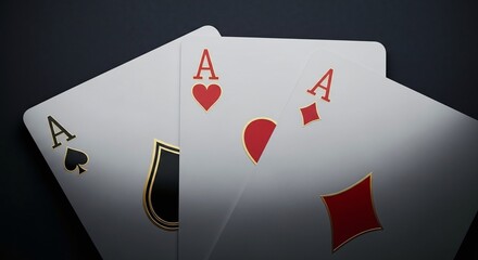 Three aces of playing cards