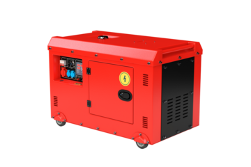 Power Redefined: A robust red generator stands as a symbol of reliable energy, a beacon of assurance, showcasing dependable industrial power.