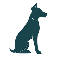 silhouette of a dog sit down on white background