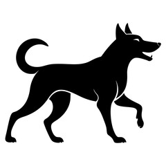 silhouette of dog attaking on white background