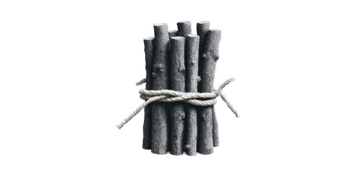 Bundle Of Sticks Tied With Rope. Symbol Of Unity And Strength Isolated On Transparent Background