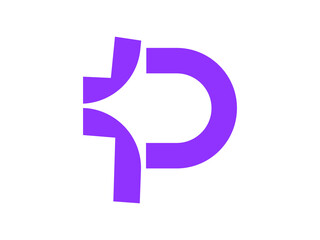 abstract p letter logo design with backward arrow concept
