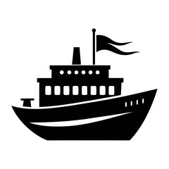 Obraz premium Ship vector clean black silhouette design white background