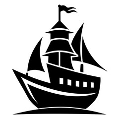 Ship vector clean black silhouette design white background