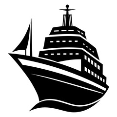 Ship vector clean black silhouette design white background