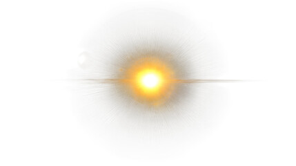 Bright radiant light or sunlight shines brightly isolated on white background