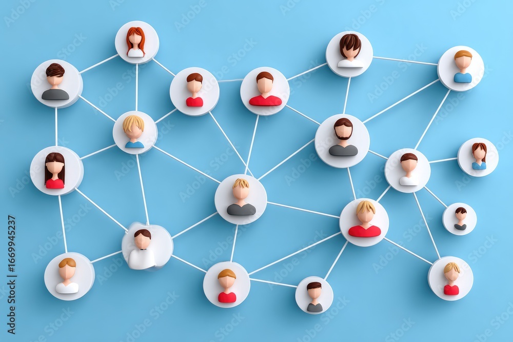 Poster a vibrant network of interconnected profiles symbolizing collaboration and communication in a modern