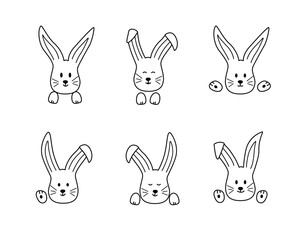 Set of cute bunnies. Vector illustration of cartoon animals.