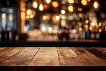 Wooden bar top, blurred pub interior (3)