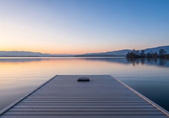 Obraz premium Calm lake sunrise from a dock