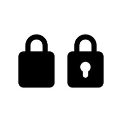 Black padlock icons in closed and keyhole design symbolizing security and privacy, Padlock Icon, Lock Symbol, Secure Access, Privacy Protection, Security Lock Design, Vector illustration.