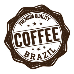 Coffee Brazil grunge rubber stamp on white