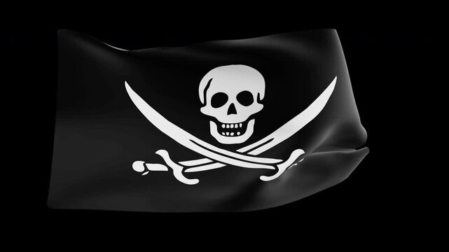 Jolly roger pirate flag (black background + greenscreen + luma matte)