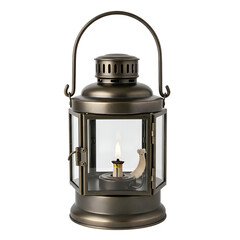 Lantern illuminates with soft glow, casting light in darkness, creating warm ambiance