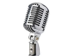 Fototapeta premium Vintage Silver Microphone Designed for Music and Speech Recording with Detailed Textured Finish