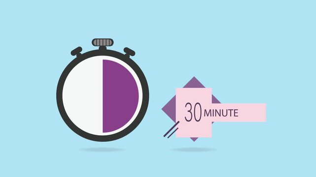 30 minutes on stopwatch . Countdown sign.Clock face timer