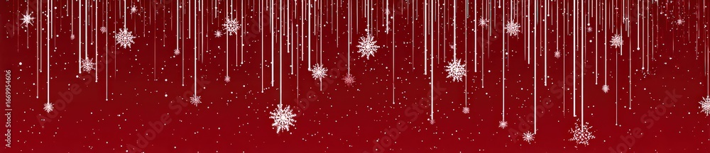Poster abstract red background with falling white lines and dots