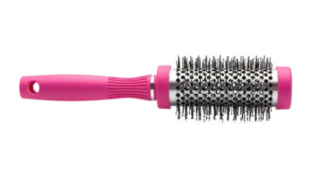 Isolated Pink Round Hair Brush