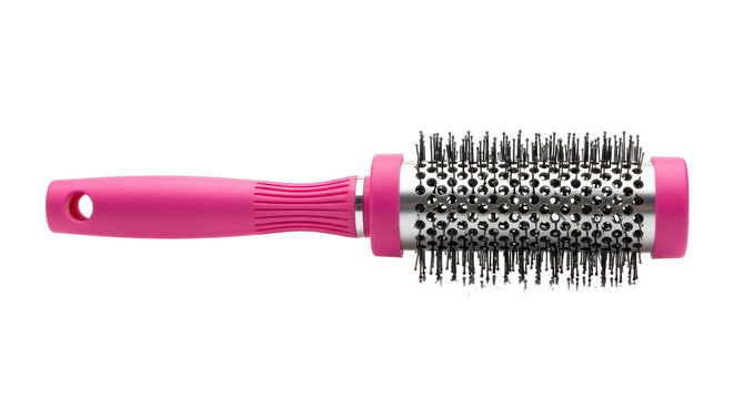 Isolated Pink Round Hair Brush