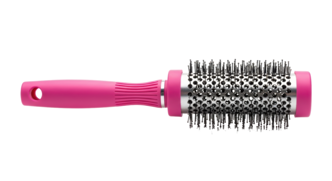 Isolated Pink Round Hair Brush