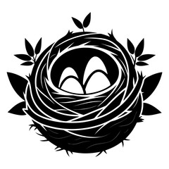 Nest of Echoes vector clean black silhouette design white background