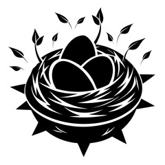 Nest of Echoes vector clean black silhouette design white background