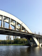 Autumn boat trip on the Moscow River and view of the city from the river