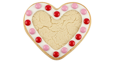 Isolated Heart-Shaped Cookie with Candy