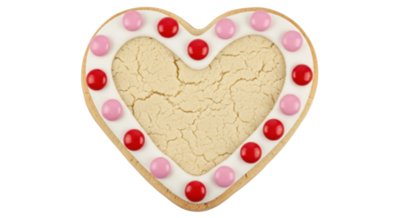 Isolated Heart-Shaped Cookie with Candy