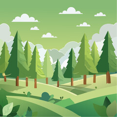 Green pattern background with Christmas trees