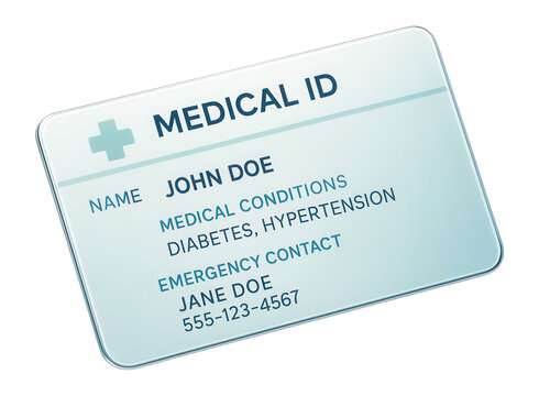Medical ID card with emergency contacts