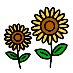 手描き風のかわいい二輪のひまわり（Affinity Designer版）