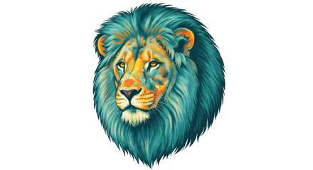 Isolated Colorful Lion Portrait