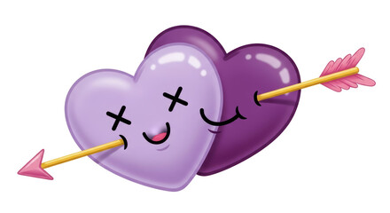 Isolated Two Hearts with Arrow