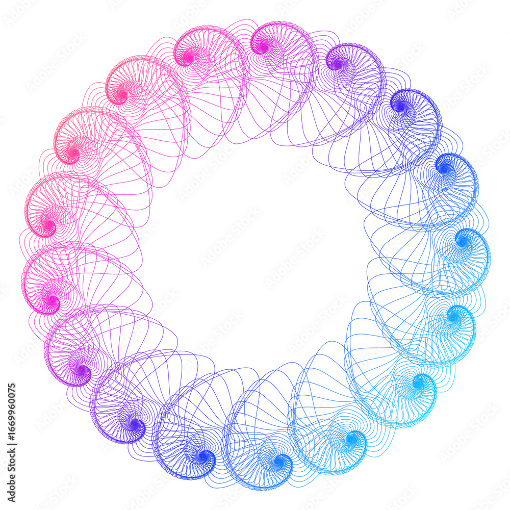 Aufkleber design elements. wave of many purple lines circle ring. abstract vertical wavy stripes on white back