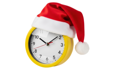 Isolated Clock with Christmas Hat