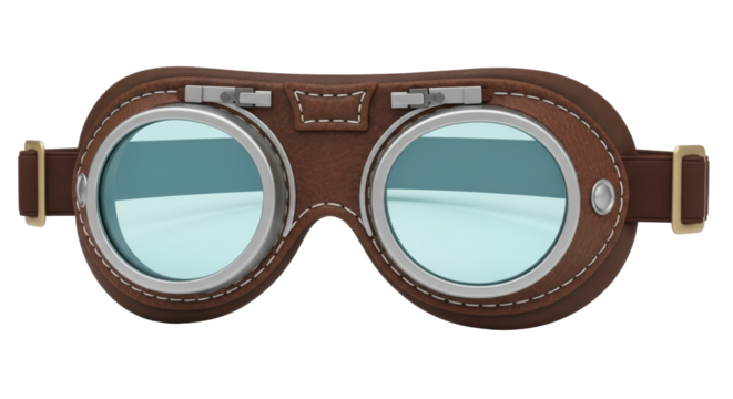Isolated Vintage Aviator Goggles