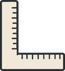 Cute Handdrawn Triangular Ruler with Measurement Marks Education Icon Element