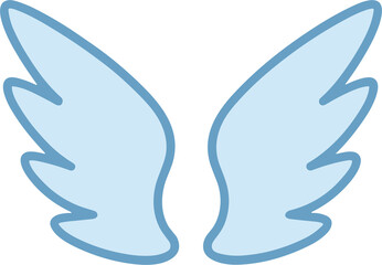 Simple Cartoon Angel Wings Illustration Design with Pale Blue Color Detail