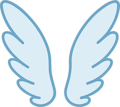 Simple Cartoon Angel Wings Illustration Design with Pale Blue Color Detail