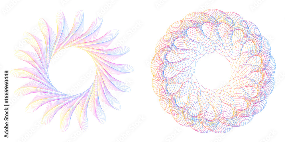 Aufkleber design elements. wave of many purple lines circle ring. abstract vertical wavy stripes on white back