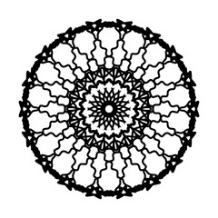 Black and White Mandala Line Art Illustration