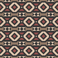 Geometric Detailed Tribal Pattern in Earth Tones Seamless Illustration