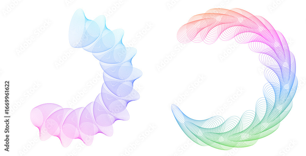 Aufkleber design elements. wave of many purple lines circle ring. abstract vertical wavy stripes on white back