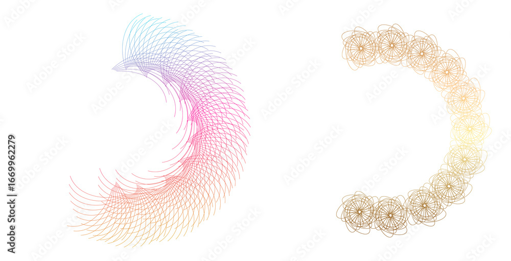Aufkleber design elements. wave of many purple lines circle ring. abstract vertical wavy stripes on white back